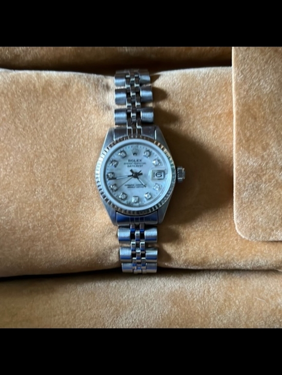 Rolex Jewelry - Rolex Ladies Stainless Steel Datejust with Diamond Dial - Silver/White